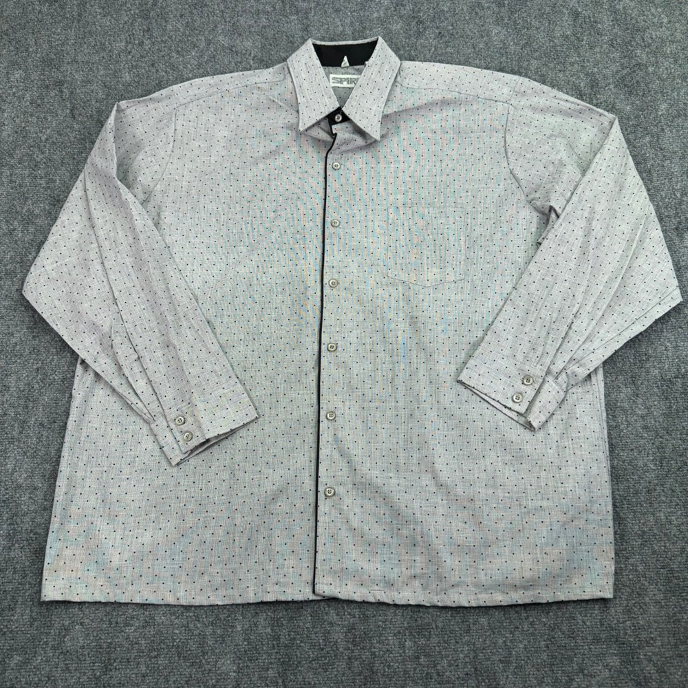 Vintage Spire California Shirt Mens 3XL Gray Dot‎ Long Sleeve Button Up USA Made
